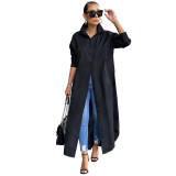 Button Up Long Sleeves Long Blouse Dress