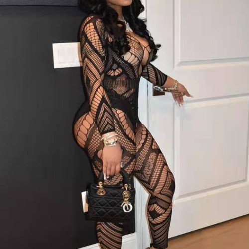 Sexy Hollow Out Black Body Stocking Lingerie