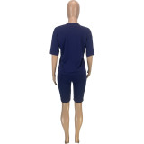 Short Sleeves Drop Shoulder O-Neck Shirt and Shorts 2PCS Set