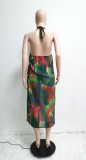 Tie Dyed Print Cami Halter Bikini and Cover-Up 3PCS Set