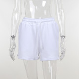 Drawstring White Casual Sports Shorts
