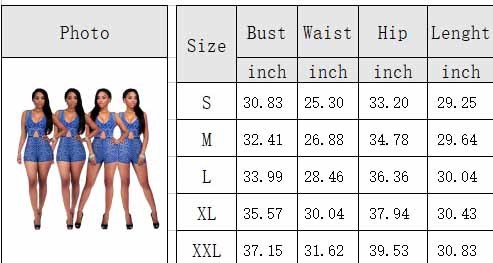 Blue Print V-Neck Keyhole Bodycon Rompers