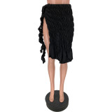 Elasticated Shirring Slit Skirt