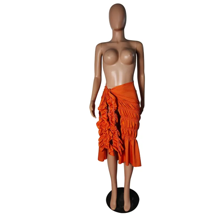 Ruched Knotted Long Skirt
