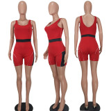 Contrast Panel Tight Sports Rompers