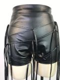 Trendy PU Leather Tight Shorts