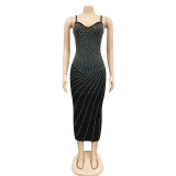 Beaded Rhinestone Cami Sleeveless Mini Dress