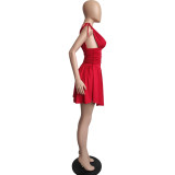 Deep-V Sleeveless Mini Tunic Dress