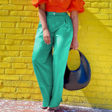 Solid Straight Wide Leg Loose Long Pants