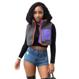 Fashion Contrast Zip Up Pocket Vest