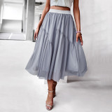 Mesh Elastic Waist Long Skirt