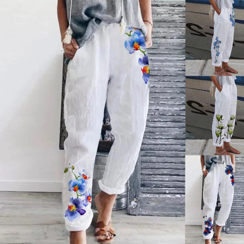 Print Elastic Waist Pants