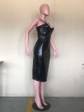 Black Cami Sleeveless Midi Bodycon Dress