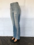 Plus Size Lt-Blue Ripped Jeans with Pocket
