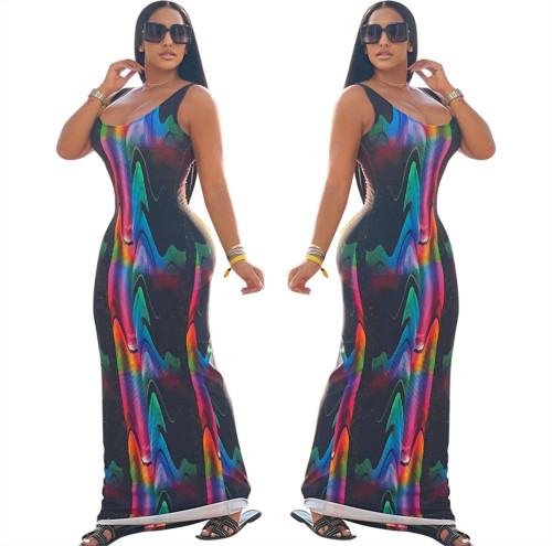 Print Slim Fit Maxi Tank Dress