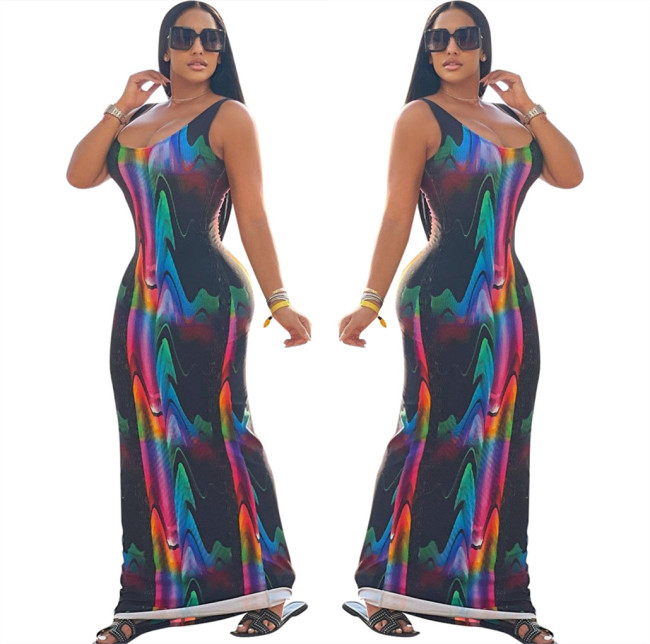Print Slim Fit Maxi Tank Dress