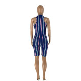 Striped Sleeveless Slim Fit Rompers