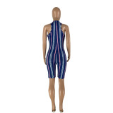Striped Sleeveless Slim Fit Rompers