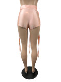 Pink High Waist Tassels Shorts