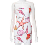 Conch Print Strapless Bodycon Mini Dress