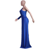 One Shoulder Single Sleeve Irregular Dress