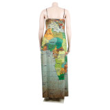 Plus Size Map Print Cami Loose Dress