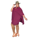 Plus Size Loose Slit Long Top and Shorts 2PCS Set