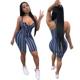 Striped Sleeveless Slim Fit Rompers