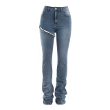 Trendy High Waist Straight Slim Fit Detachable Jeans