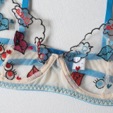 Temptation Lingerie 3PCS Set See Through Embroidered Bra Set