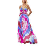 Tie Dye Print Cami Loose Maxi Dress