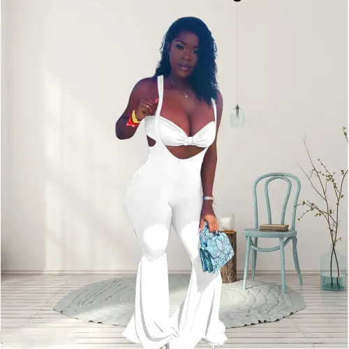 Plus Size Strapless Bra and Suspender Flare Pants 2PCS Set
