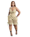 Tank Crop Top and Hollow Out Shorts 2PCS Set