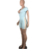 U-Neck Lace Up Bodycon Rompers