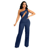 Single Shoulder Zip Up Jumpsuit