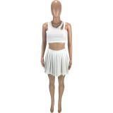 Sleeveless Tank Crop Top and Pleated Skirt 2PCS Set