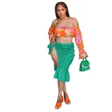 Ruched Knotted Long Skirt