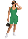 Solid Color Sleeveless Slim Fit Tank Jumpsuit