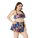 Floral Print Two Piece Plus Size Swimwear