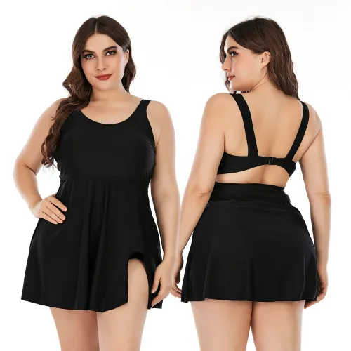 Plus Size Black Cut Out One Piece Swimwear