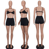 Sexy Fashion Shiny Cami Bra Top and Shorts Two Piece Set