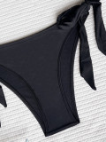 Ruffle Trim One Shoulder Bikini Set