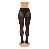 High Waist Tight Mesh See Through Pants