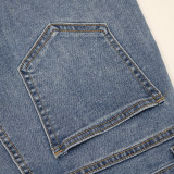 Lt-Blue Fringed Jeans Shorts