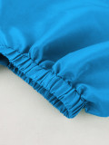 Blue Puff Sleeve Slit Long Dress