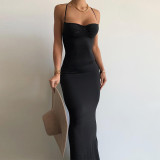 Black Cami Backless Maxi Mermaid Dress