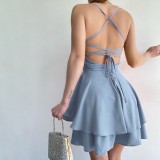 Summer Sexy Low Back Lace-Up Cami Skater Dress