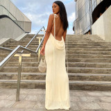 Sexy Backless Tie Shoulder Maxi Dress