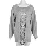O-Neck Long Sleeves Hollow Out Top