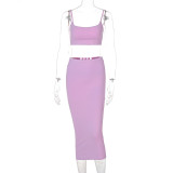 Cami Sleeveless Crop Top and Long Skirt 2PCS Set
